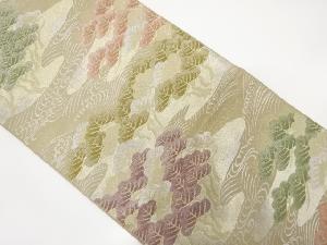 アンティーク　流水に笠松模様織り出し袋帯（着用可）